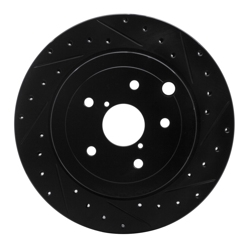 Subaru Impreza Brake Rotor (1) - Rear Right - R1 Concepts - Drilled & Slotted - Black - `08-`20